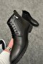 Black Leather Men's Boots - Men's Leather Boots with Laces and Zippers - 4