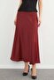 Elastic Waist Midi Length Satin Skirt - 2