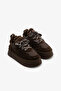 Brown Genuine Leather Suede Lace-Up Thick Sole Women's Boots - 2