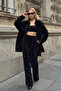 Shirt and Palazzo Pants Woven Bottom Top Set Black