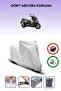 غطاء دراجة نارية رمادي اللون متوافق مع الحقيبة الخلفية والقفل لـ Kymco DTX 360، آمن