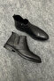 Black Boots Without Laces and with Zipper Leather Men's - 7