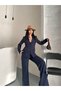 Women's 4-Button Jacket and Trousers Set Navy Blue - 3