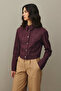 Asymmetrical Stitched Denim Jacket Burgundy - 7
