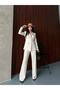 Women's White 4-Button Jacket and Pants Set - 5