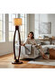 Oval Wooden Floor Lamp with Linen Shade