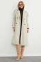 Long Trench Coat with Belted Sleeves and Shoulder Detail - 3