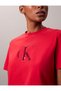 Women's Short Sleeve Ck Letter Detail Crew Neck Red T-Shirt Lv044E215G-Vmt - 3