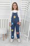 Girl's Slopet Children's Denim Overalls Floral Patterned Blue Slopet - 7