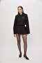 SS6114 Padded Shoulders Shirt Dress with Front Knot