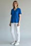 Women's Knitted Short Sleeve V-Neck T-Shirt - 4