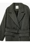 Belted Coat Extra Long Pockets Long Sleeve Double-Breasted - 5