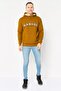 Men Embroidered Logo Long Sleeve Hoodie, Dark Mustard - 2