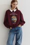 Women's Oversize Sweatshirt Perles D’Élégance Printed Burgundy – Crew Neck, 3 Thread Ribbed - 4
