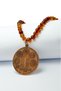 Amber Necklace with Praying Sealed Copper Medallion Pendant - 3