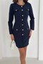 Women Gold Button Detail Long Sleeve Mini Dress Nbk4388