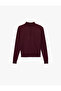 Regular Fit Long Sleeve Half Button Detailed Mock Neck Knitwear Sweater