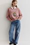 Women's Oversize Sweatshirt Perles D’Élégance Printed Pink – Crew Neck, 3 Thread Ribbed - 2