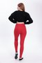 Women's Red High Waist Corded Fabric Inner Non-Show t Shaping / Sculpting Sports Leggings - 8