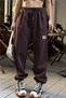 Brown Fleece-Lined High Waist Lace-Up Elastic Leg Trousers with Pockets and Oversized Rope Detail Tracksuit Bottoms - 4