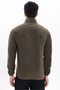 Men's Khaki Mock Neck Warm Fleece Jacket with Chest Pockets and Zipper - 8