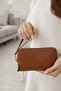 Tan Wallet Portfolio & Clutch Makeup Bag Inside the Bag - 6