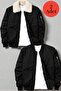 Unisex Set of 2 Plush Collar Bomber Jacket & Bomber College Jacket Coat