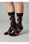 Black Dog Patterned 3-Piece Socks Set – Colorful Figures