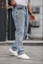 Men's Baggy Jeans Without Lycras High Waist with Zipper Ice Blue Color