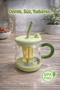 Borosilicate Glass Mug with Strainer - Detox Flask with Design Straw Lid - 2