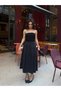 Black Pleated Pocket Women's Midi Length Skirt Mg2536 - 2