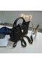 Women's Black Lock Detailed Mini Shoulder & Hand Bag Zippered Single Compartment Long Strap 20X15X10 cm - 5