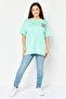 Women Crew Neck Short Sleeve Graphic Print T-shirt, Mint Green - 2
