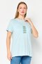 Women Crew Neck Short Sleeve Graphic Print T-shirt, Pastel Blue