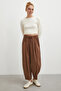 Lace-Up Elastic Waist Pleated Trousers Brown - 2