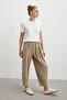 Lace-Up Elastic Waist Pleated Trousers Stone - 3