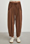 Lace-Up Elastic Waist Pleated Trousers Brown - 4
