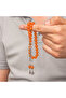 Orange Round Crimped Amber Prayer Beads with Silver Tassels - 3