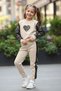 My Little Girl's Sequin Heart Detailed 2-Piece Set - Cream