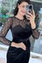 Lace Detailed Velvet Dress 6K350 - 6