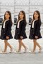 My Little Girl's Rose Pattern Jacket with Rhinestones, Girl's 3-Piece Set - Black - 3