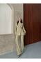 Women's Single Button Asymmetrical Jacket Trousers Set Khaki - 4