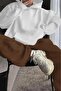 Women's White Hooded Brown Tracksuit Set - 3