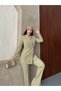 Women's Single Button Asymmetrical Jacket Trousers Set Khaki