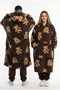 Wellsoft Wearable Teddy Blanket Hooded -Unisex Brown Warm Tv Blanket Single Size
