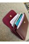 Claret Red Unisex Faux Leather Multi-Compartment Women's Card Holder Wallet - Functional Accordion Model Stylish Card Holder - 5