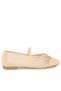 Women Woven Bow Detail Ballerinas in Tan - 2