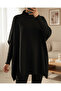15783 Slit Poncho Sweater - Black - 2