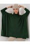 15783 Slit Poncho Sweater - Emerald Green - 6