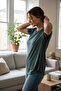 Women's Knitted Short Sleeve Round Neck T-Shirt - 3